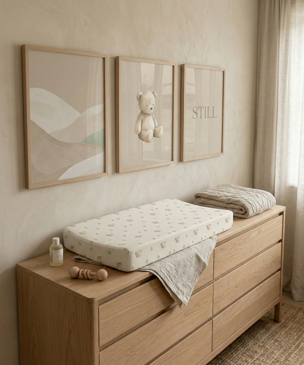 The Calm Bear Changing Pad Cover -  Soft Fitted Nursery Cover