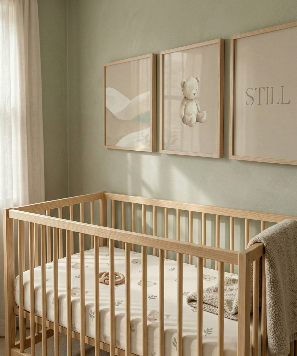 Serene Bear & Botanicals Crib Sheet — Fitted Baby Bedding