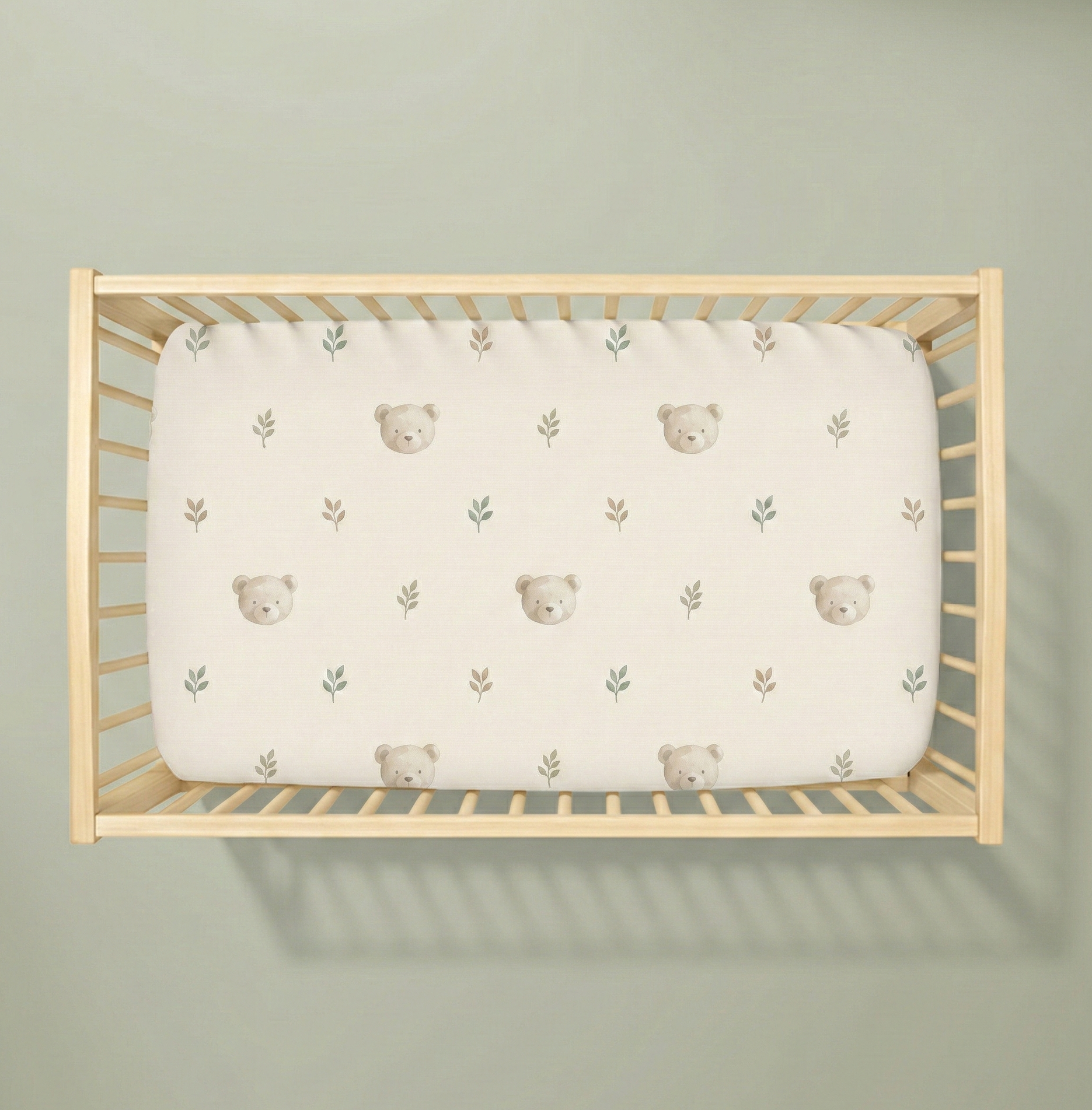 Serene Bear & Botanicals Crib Sheet — Fitted Baby Bedding