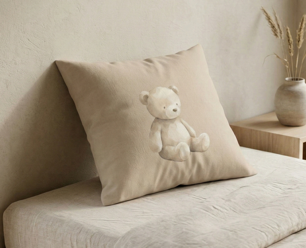 The Calm Bear Faux Suede Pillow Cover