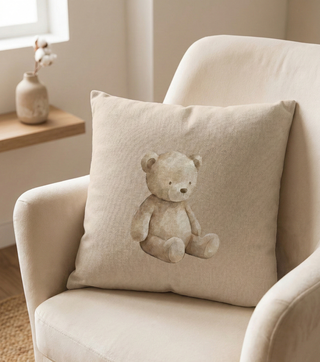 The Calm Bear Faux Suede Pillow Cover