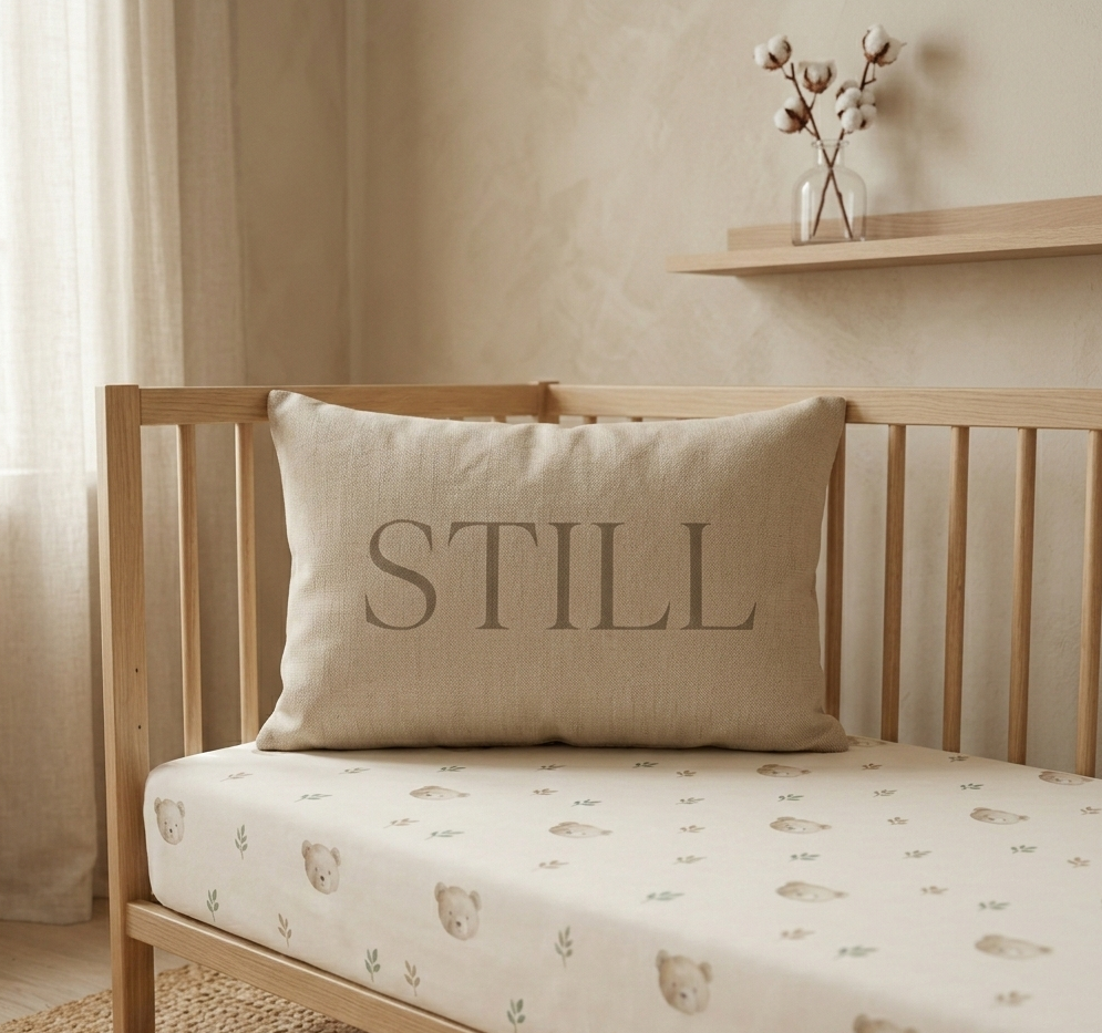 Serene Typographic Nursery Pillow