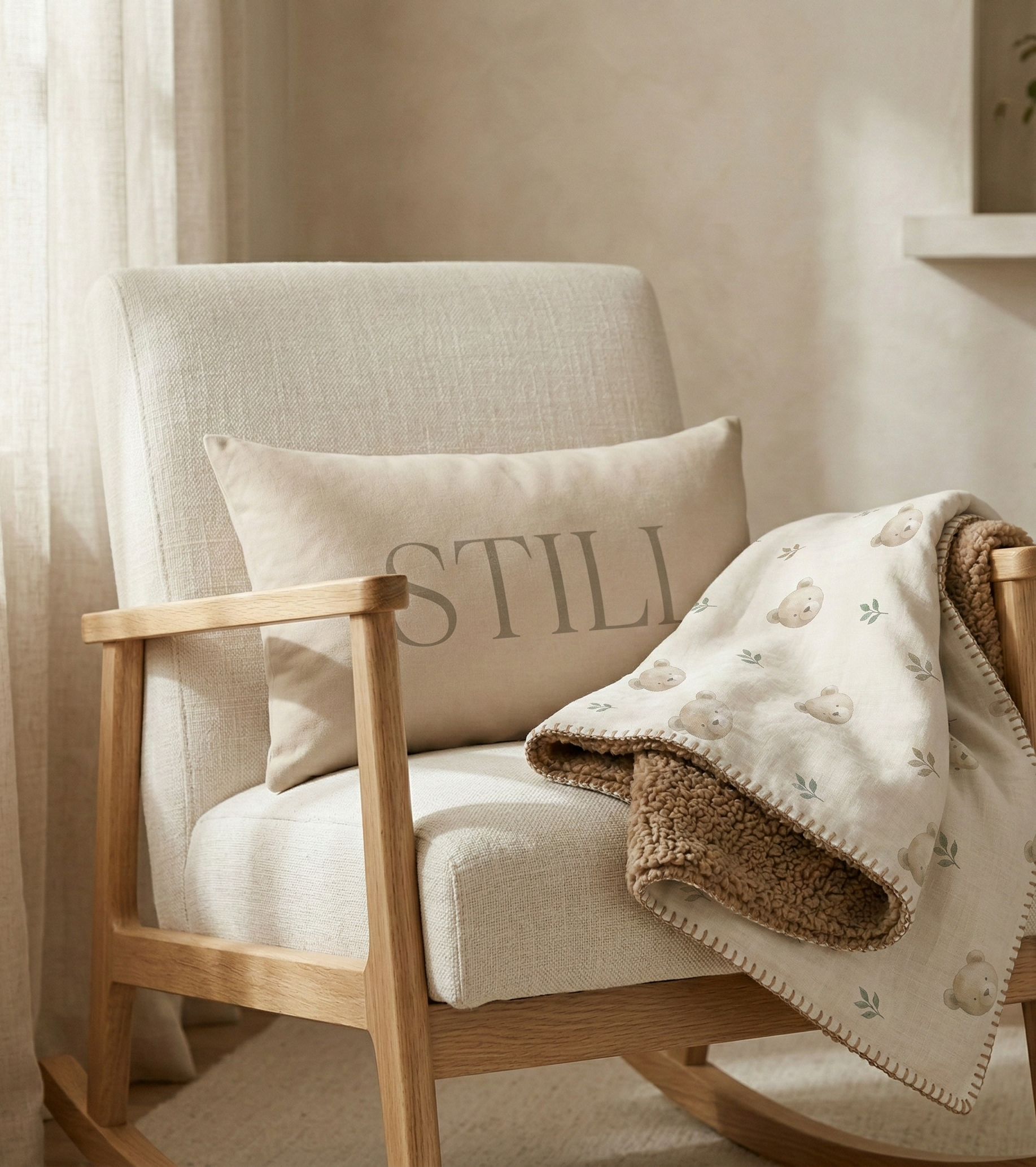 Serene Typographic Nursery Pillow